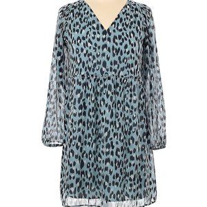 NWT Loft Petite Blue Leopard 3/4 Sleeve Dress. Size SP